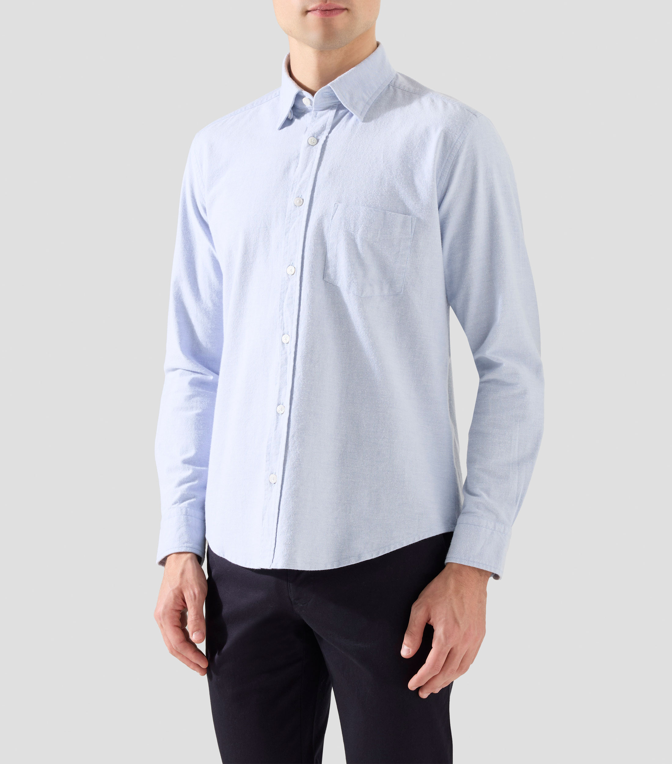 Camisa lisa con manga larga Hombre